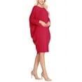 thumbnail image 2 of Women's Plus Size Round Neck Draped Side 3/4 Dolman Sleeves Dress, 2 of 4
