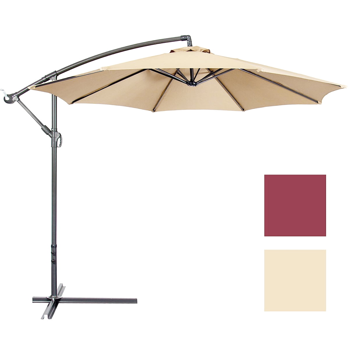 RENACLIPY Beige Patio Umbrella Canopy with UV Sun Lining for Outdoor Yard, Garden, and Deck Use