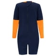 thumbnail image 2 of Special Kids Adaptive Clothing For Children, Zipback Long Sleeve Short Leg Jumpsuit for Kids By Kaycey, 13-14 Years, Navy Body Orange Trim, 2 of 2
