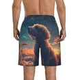 thumbnail image 3 of KLL Starry Sky Cloud Puppy Men's Casual Summer Beach Shorts Hawaiian Shorts with Pockets-Small, 3 of 5