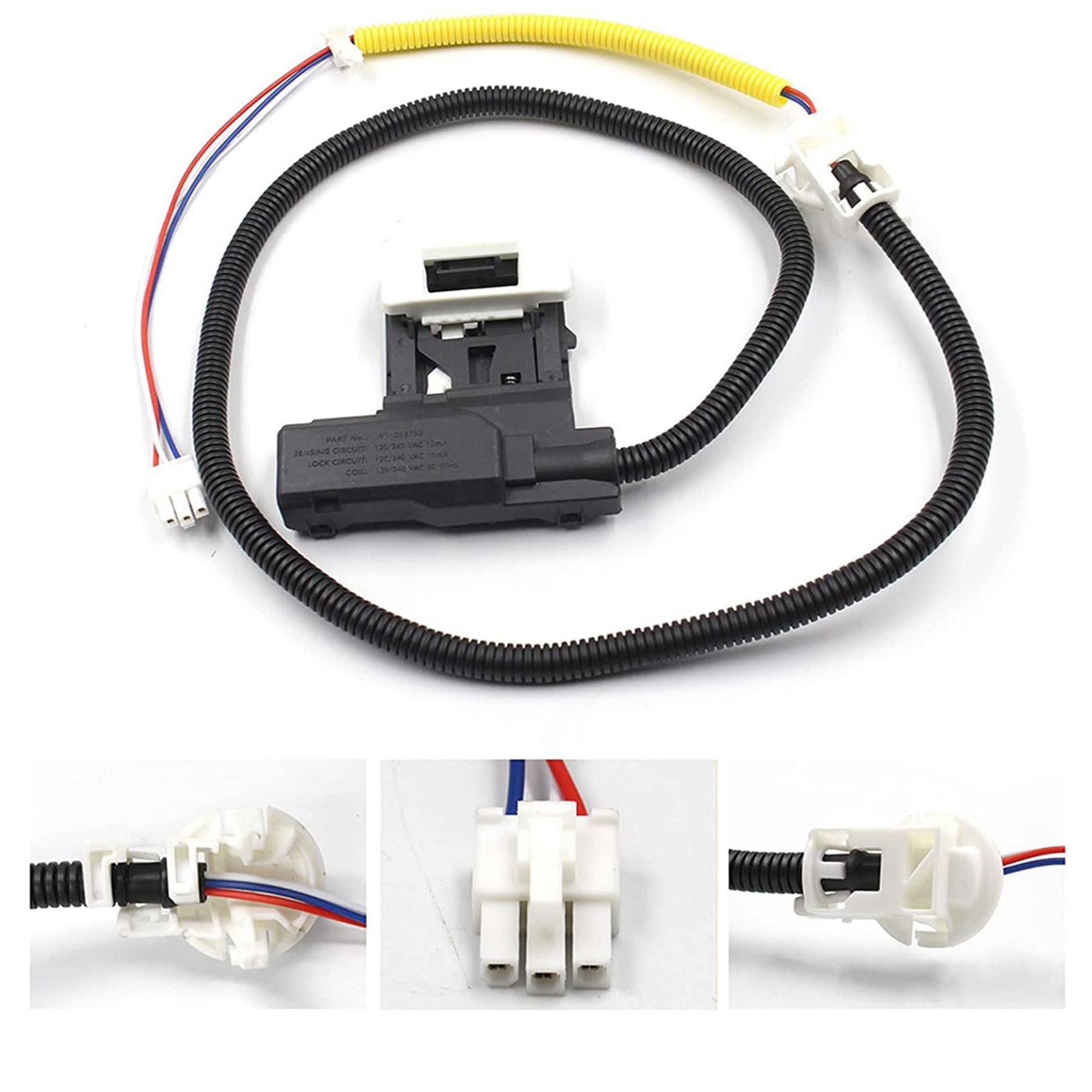 6X W11307244 W10682535 Washer Lid Lock Switch Replacement(3 Wires) for ,Washing Machine Lid DoorLatch Assembly