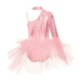 thumbnail image 2 of TiaoBug Kids Girls Sequins Feather Tulle Skirted Leotard Ballet Jazz Latin Dance Performance Costume Pink 10, 2 of 5