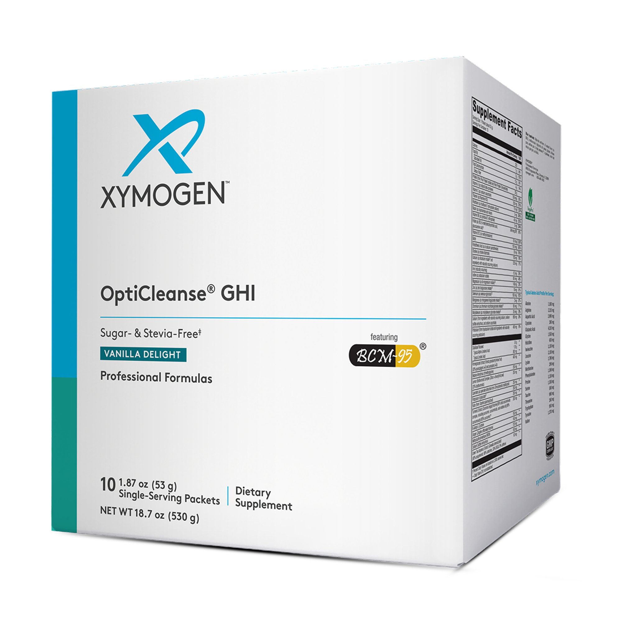 XYMOGEN OptiCleanse GHI - Protein Powder for Digestive Health - Liver & Immune Support - B Vitamins & Plant-Based Protein - Gluten-Free - Vanilla Delight Flavor - 10 Servings