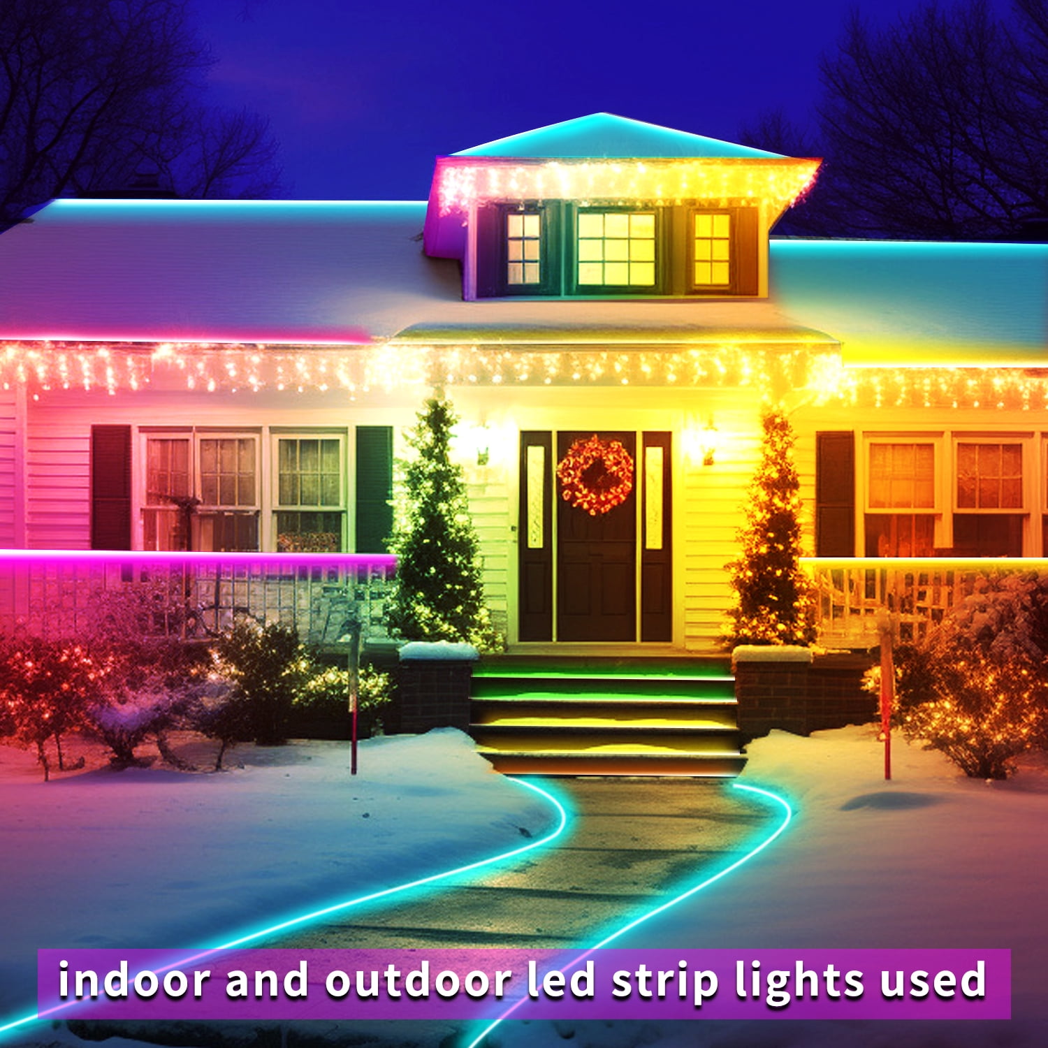 50Ft Outdoor Waterproof LED Strip Lights,Music Sync RGB IP68 Led Lights with App and Remote Control,Color Changing Waterproof RGB Exterior Rope Self Adhesive Back,Balcony,Roof,Garden,Party