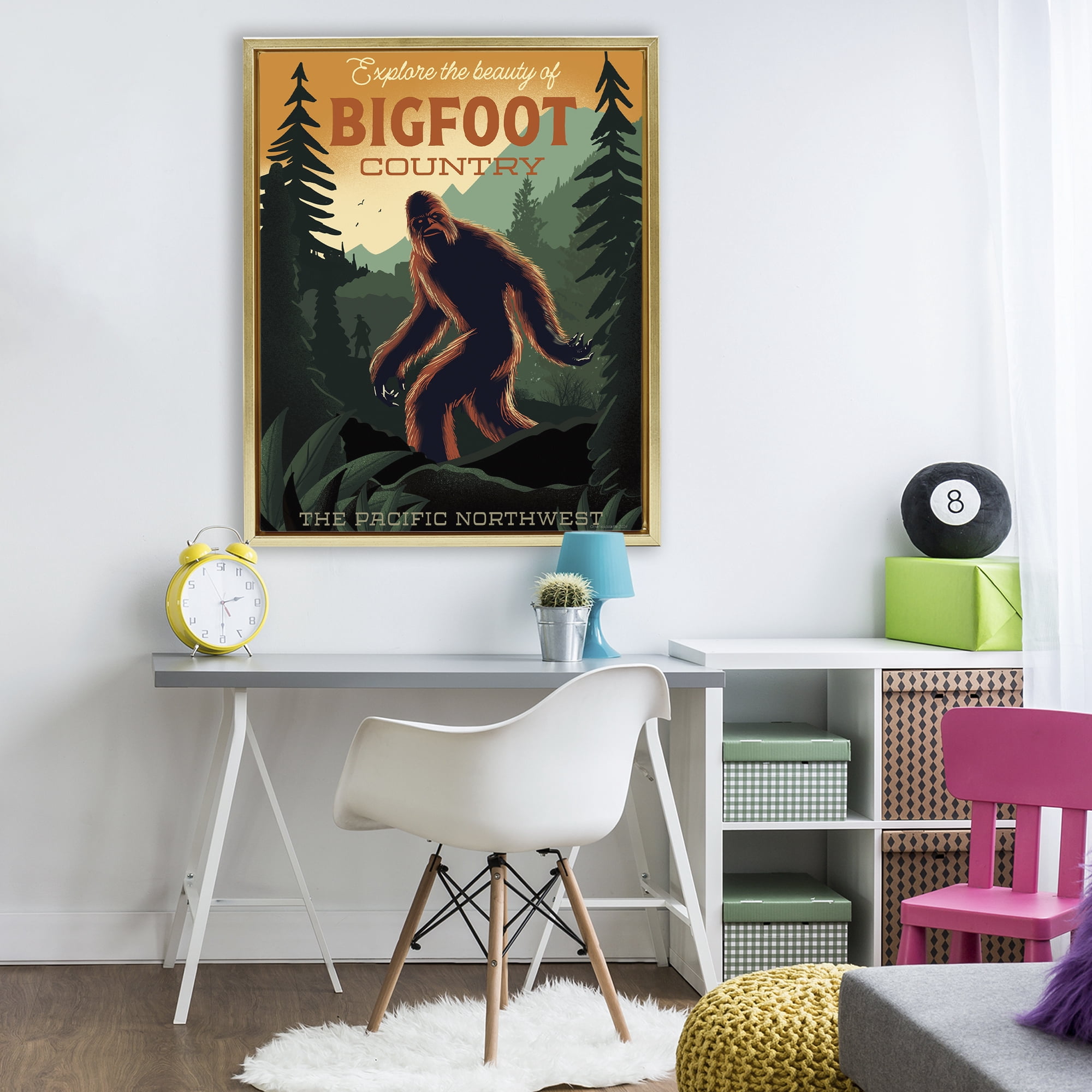 Stupell Industries Cryptid Tourism Wildlife Gold Framed Floater Canvas Wall Art, design by Omar Escalante