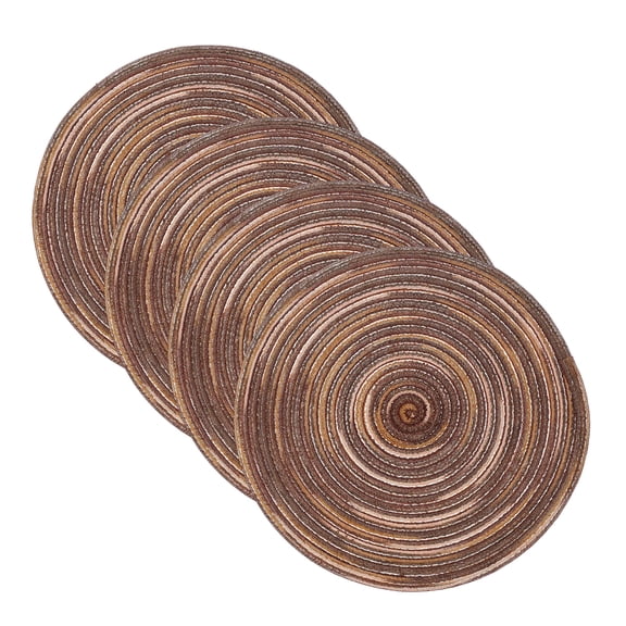 Uxcell 4 Pcs Round Woven Placemats, 11.8 Inch Braided Washable Placemat Heat Resistant Decorative Place Mat for Kitchen Dining Table Countertop, Gradient Brown