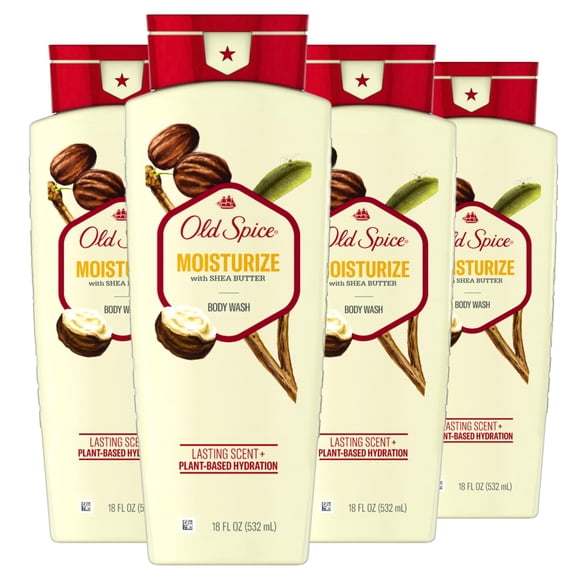 Body Wash Old Spice Moisturize con manteca de karité, 532 ml (paquete de 4)