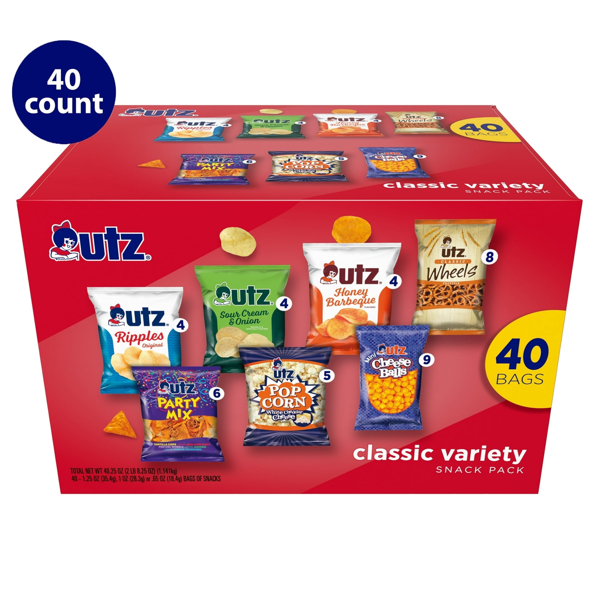 Utz Classics Snack Box, Variety Pack, 1 oz, 40 Count