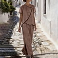 thumbnail image 2 of Two Piece Pant Set For Women Button Slit Hem Business Casual Daywear Summer Casual Pull On Travel Wear Relaxed Fit Straight Leg Wide Leg High Rise, 2 of 6