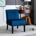 thumbnail image 6 of Accent Chairs Reese Mid Century Modern Accent Chairs Set of 2 with Minimalist Design, Elegant Velvet Upholstery and Solid Wood Legs, Ideal for Living Room or Bedroom, Dark Blue,Fabric Accent Chairs, 6 of 7