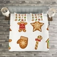 thumbnail image 3 of Ambesonne Gingerbread Man Quilted Bedspread Set 3 Pcs, Various Cookies, Queen Size, Pale Brown Green Red, 3 of 3