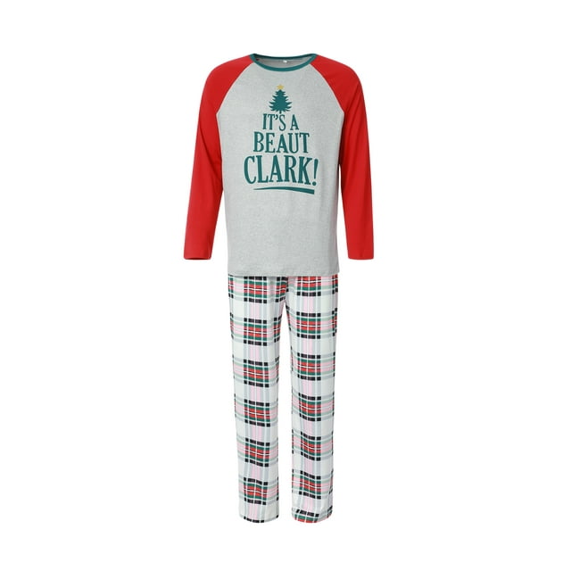 ITFABS Ensemble de Pyjamas de Noël pour la Famille, Hauts à Imprimé de Lettres + Pantalons/combinaison