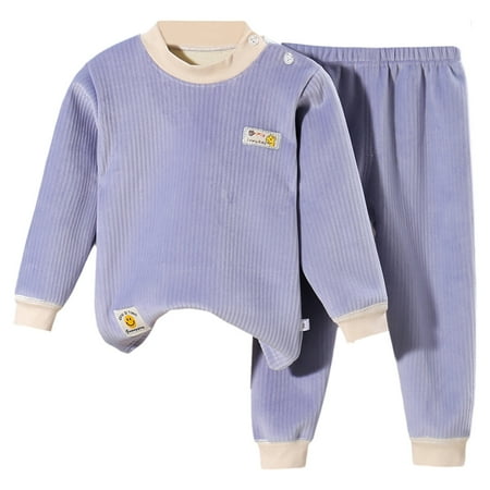 

Boys Pajamas Toddler Girls Winter Warm Homewear Long Sleeve Tops Pants Set Girls Sleepwear Blue 3 Years-4 Years