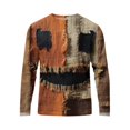 thumbnail image 5 of Satingcolo Halloween Patchwork Sweatshirts for Men Spooky Season Colorblock Crew Neck Pumpkin Face Graphic Print Sweatshirt Coffee S, 5 of 6