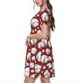 thumbnail image 2 of Saiise Robe d'Été Mignonne Motif Baseball pour Femmes T-Shirt Décontracté Manches Courtes Robe de Plage Florale avec Poches, 2 of 6