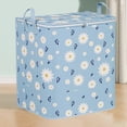 thumbnail image 2 of Cuxi Houndstooth Storage Box with Zipper, Large Capacity Clothes Organizer Bag for Bedding Quilt Pillow, Portable Wardrobe Moving Container, Storage Box Blue3, 2 of 4
