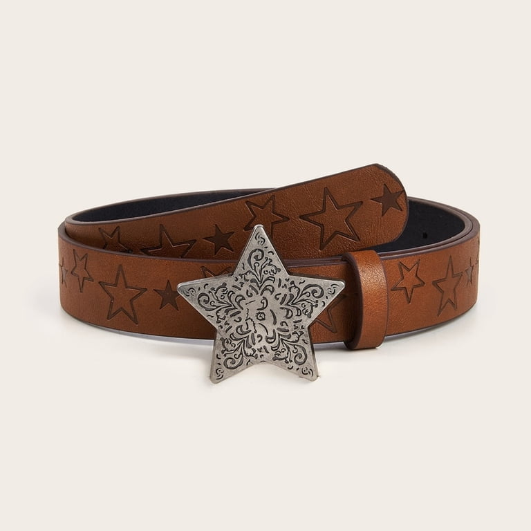 WINDLAND Vintage Star Pattern Buckle Waist Belt Western  display picture 3