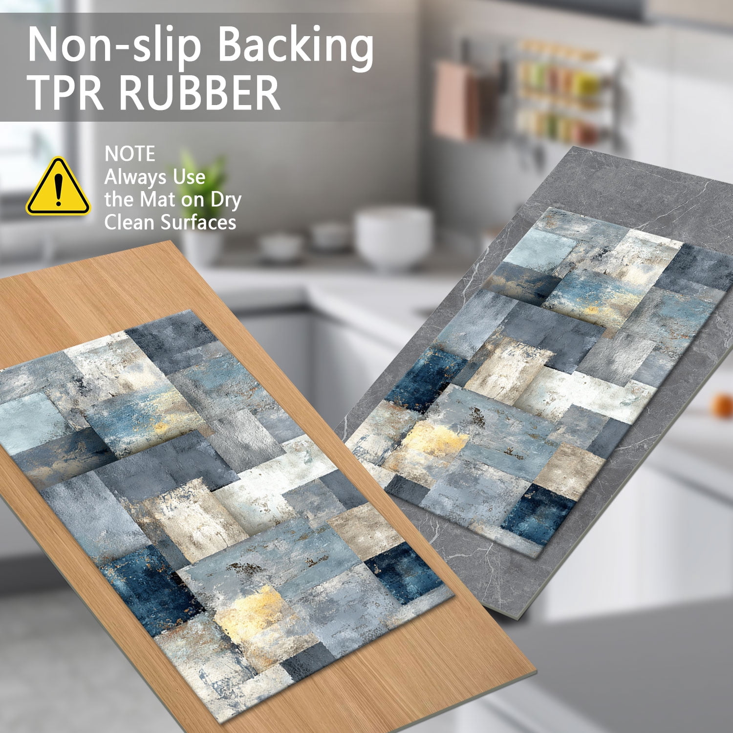 3 Piece Kitchen Rug Set, Non-Slip And Washable, Abstract Pattern Kitchen Hallway Rug, Soft And Comfortable, Suitable For Sinks, Floors, Entrances, Hallways and Bathrooms