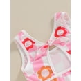 thumbnail image 4 of Toddler Baby Girls Swimsuits Summer Floral Print Knotted Cutout Sleeveless Jumpsuit Beachwear, 4 of 7
