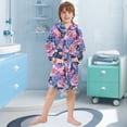 thumbnail image 5 of FORMRS Niños Bathrobe Unisex Hooded Robe Soft Plush Pajamas Sleepwear, Size 2-3T, Colorful Art Flowers, 5 of 7