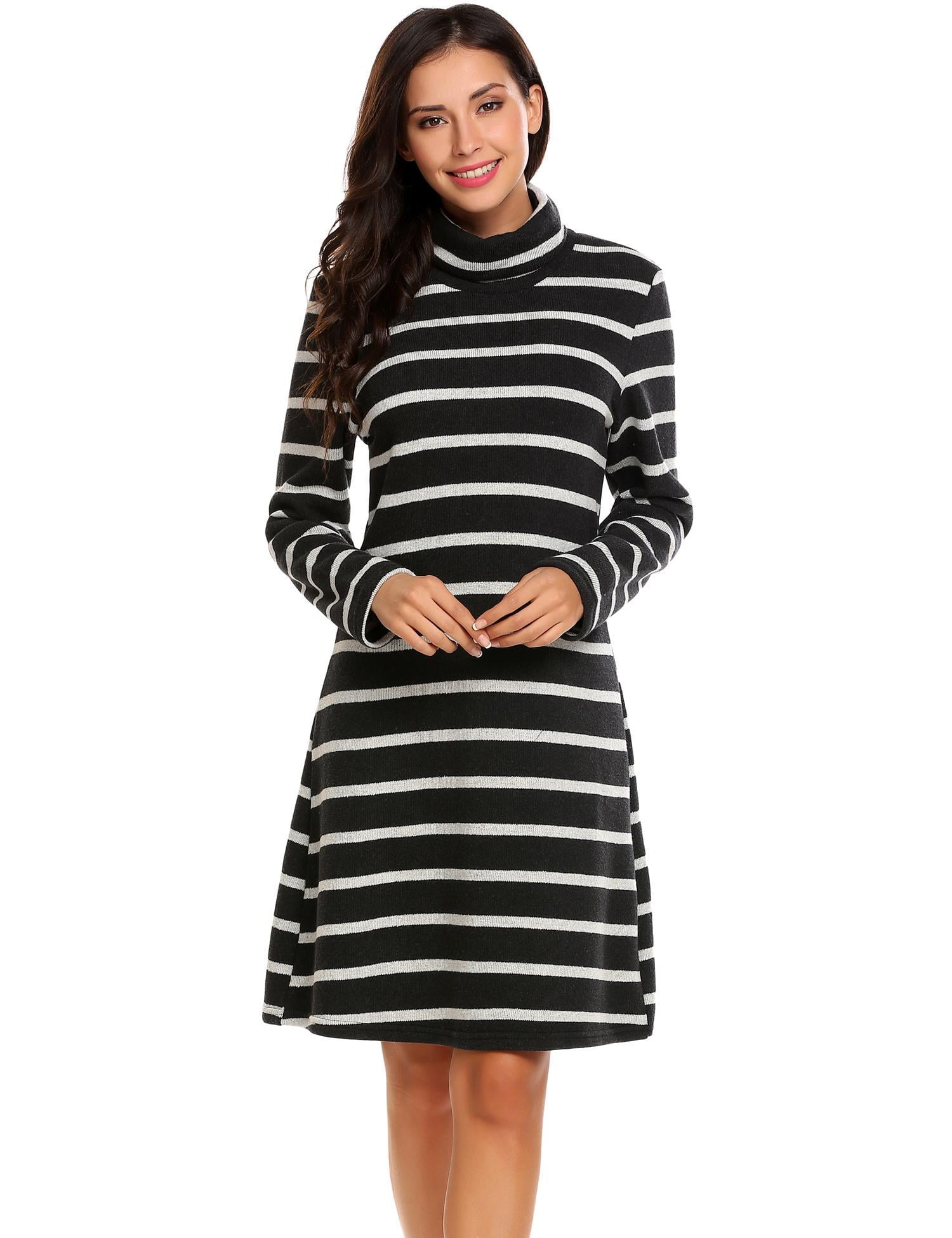 long sleeve striped sweater dress