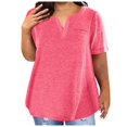 thumbnail image 1 of Women's Color Block Gradient Print V Neck Short Sleeve Casual Loose Tops, 1 of 6