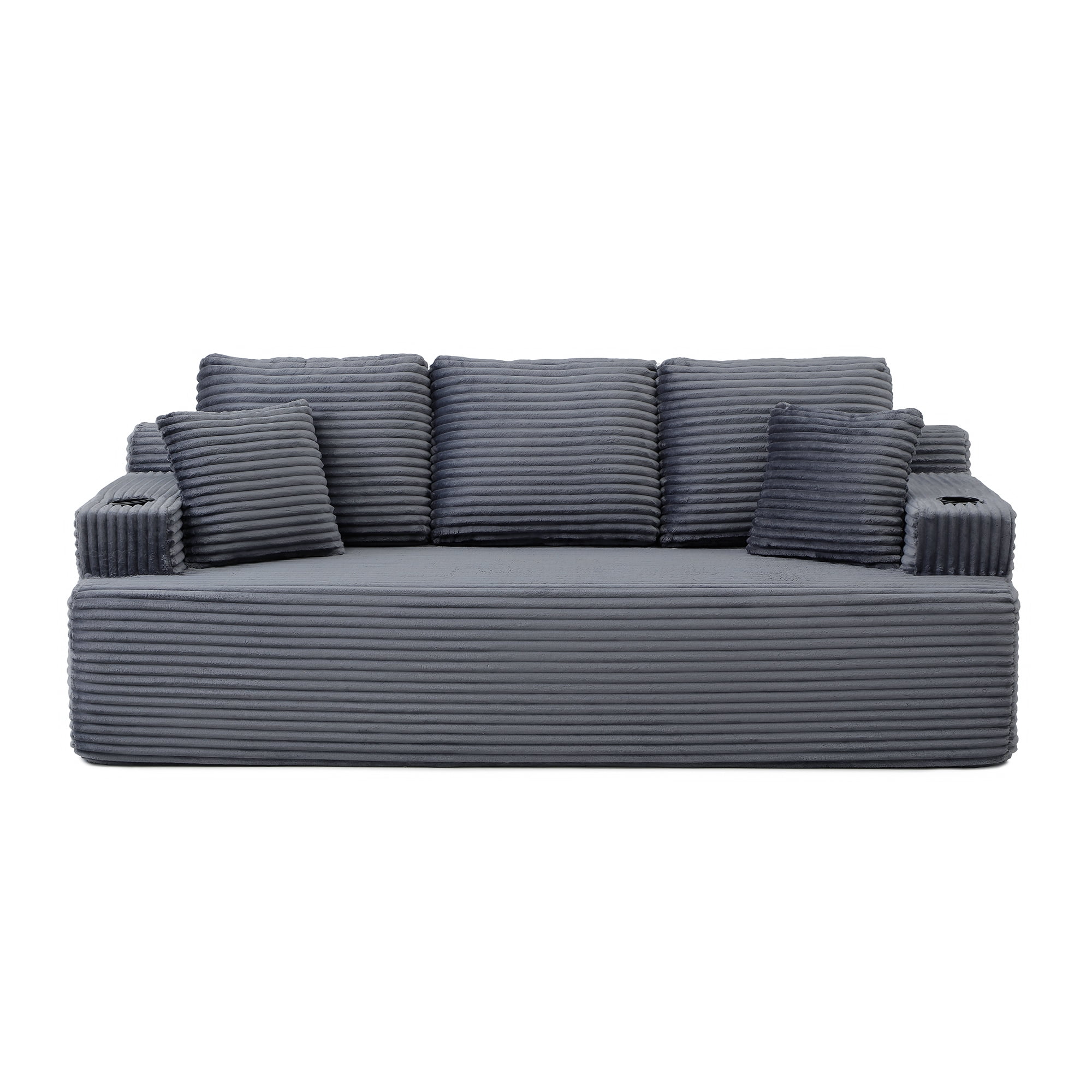 Miniyam 3-Seater Cloud Couch, Classic Corduroy Sofa with Side Pockets for Easy Living, No Assembly Required, Fits Most Living Rooms (Grey)