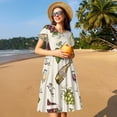 thumbnail image 4 of Disketp Grapes Bbottles Wine para Vestido de Manga Corta para Mujeres, Vestidos de Verano para Mujeres, Casual y Holgado para la Playa, 4 of 6