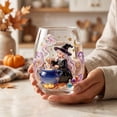 thumbnail image 4 of Twfbrm Halloween Wine Glass, 3D Handmade Creative Drinking Cups with Stemless, Creative Bar Glass with Black Cats Witch And Pumpkin Designs, Funny Clear Tumbler Cup for Home, Party Decorations, 4 of 6