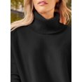thumbnail image 5 of Women's Turtleneck Oversized Sweaters Long Batwing Sleeve Spilt Hem Tunic Pullover Knit Tops, 5 of 9