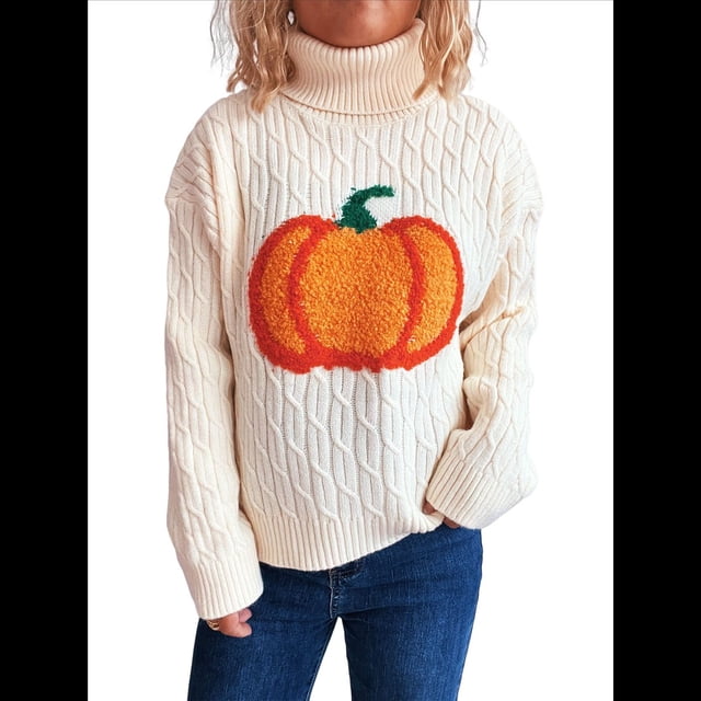 Suéter de Cuello Alto con Flores Torcidas para Mujer, de Larga, Informal, Cálido, para Otoño e Invierno L