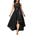 thumbnail image 4 of Vestido largo de encaje para mujer, vestido largo sin mangas con columpio irregular Irfora Negro/XXL, 4 of 7