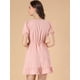 thumbnail image 5 of Vestido De La Muñeca Cuello V Manga Corta Dobladillo Con Volantes Para Mujeres Rosa M, 5 of 6
