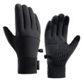 thumbnail image 2 of Guantes de ciclismo para hombre Q248, para deportes al aire libre, antideslizantes, de terciopelo, de microfibra gruesa, de cuero, con pantalla táctil, cálidos guantes de ciclismo de invierno, 2 of 4