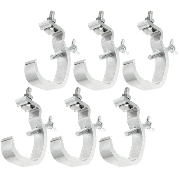 BESTOYARD 6Pcs Heavy Duty Silver Metal Stage Light Clamps with Non Slip Ridges