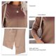 thumbnail image 5 of Camisas de manga larga para mujer, color puro, casual, suelta, cuello redondo, túnica dividida lateral para uso diario, color caqui M, 5 of 6