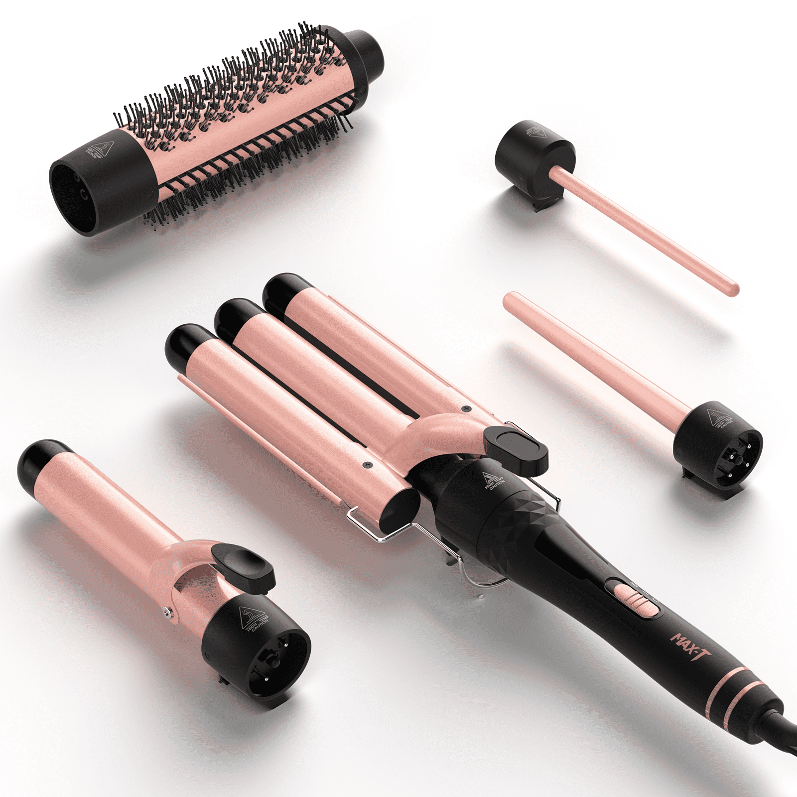 MAXT 5 in 1 Curling Iron Wand Set Dual Voltage 0.35-1.25