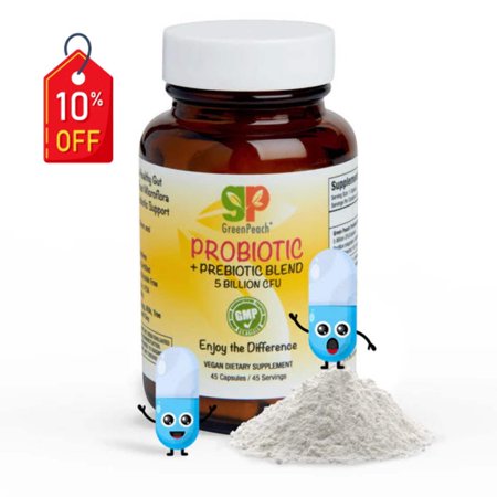 GreenPeach Prebiotic & Probiotic Supplements for Kids and Adults, Supports Immune & Digestive Health