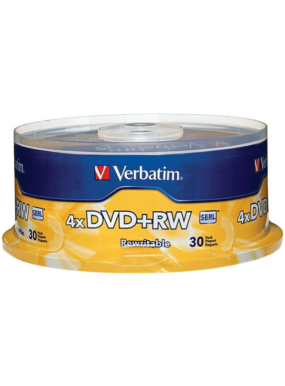 Verbatim, VER94834, 4X DVD+RW Rewritable Discs Spindle, 30, Silver
