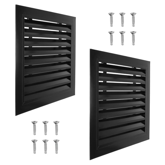 Uxcell 16x16 Inch Gable Vent, 2PCS Aluminum Alloy Wall Shed Vents with Strainer, Black