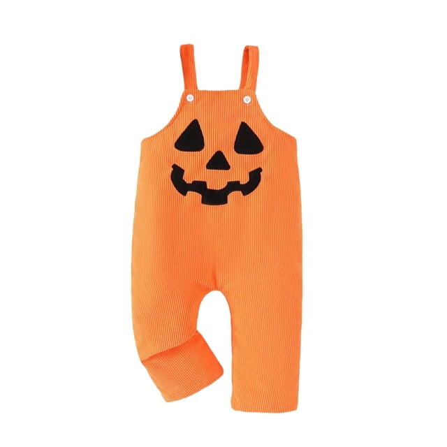 Barboteuse & Combinaison Halloween Sans Manches Citrouille Brodée pour Tout-Petits