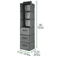 thumbnail image 3 of mDesign Long Fabric Over Closet Rod Hanging Organizer, 6 Shelves - Charcoal Gray, 3 of 8