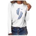 thumbnail image 1 of Pompotops T-shirt à Manches Longues Col Rond et Imprimé Femme Chemisier, 1 of 5