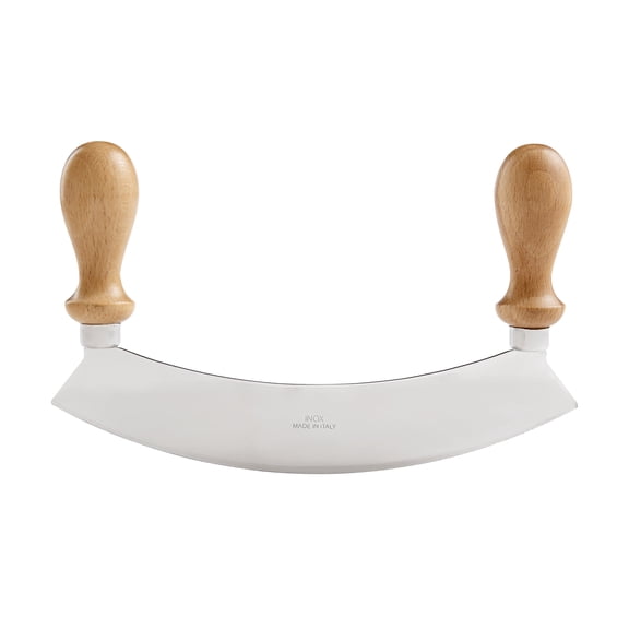 Fante’s Mezzaluna Rocking Chopper Knife, 9.5-Inch Stainless Steel Blade, For Fast Chopping, Mincing, Everyday Meal Prep, And Entertaining
