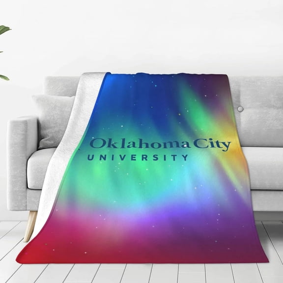 Oklahoma City University Logo Fleece Blanket, Very Soft Microfiber Flannel Blanket for Couch Warm and Cozy for All Seasons