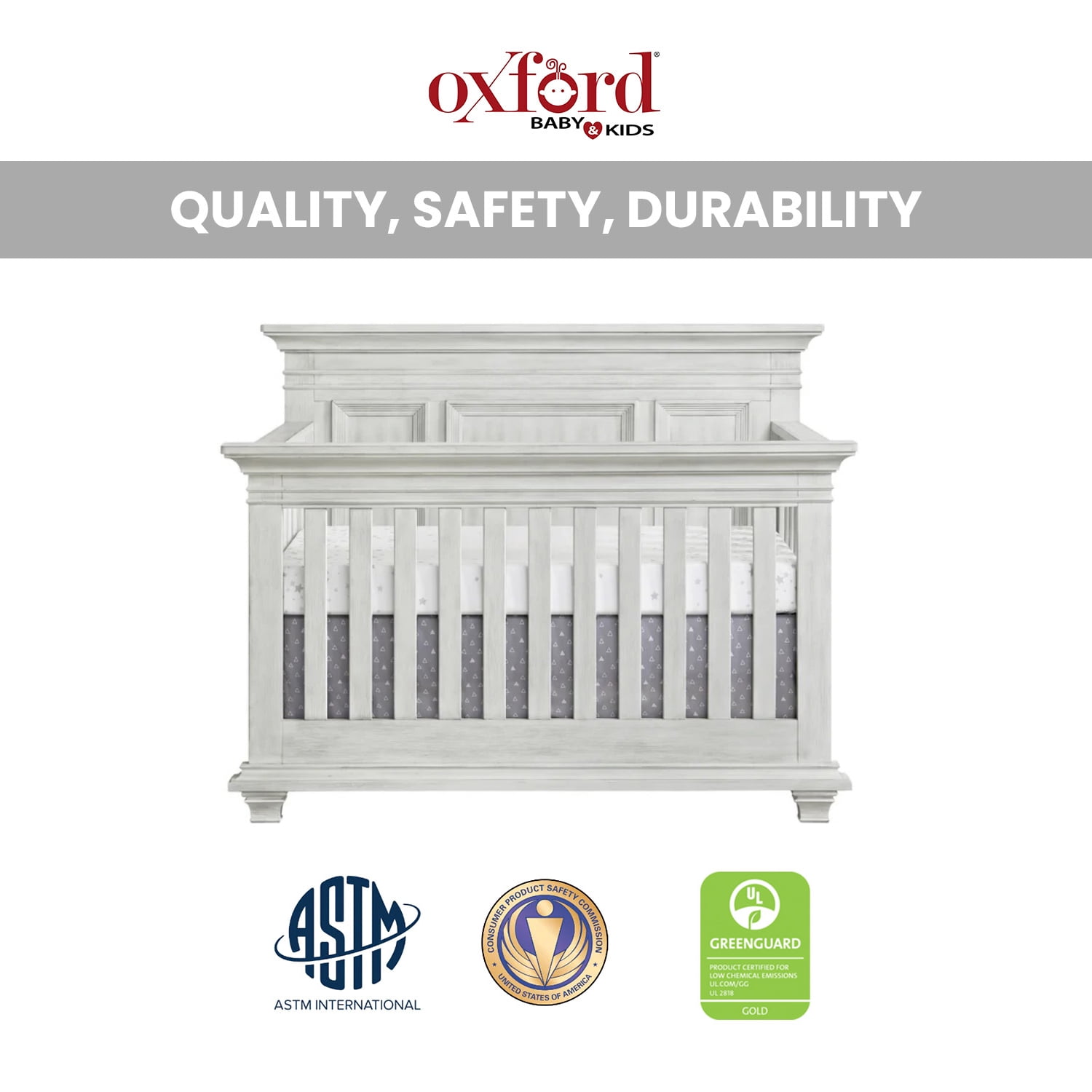 Oxford Baby Weston 4-in-1 Convertible Crib, Vintage White