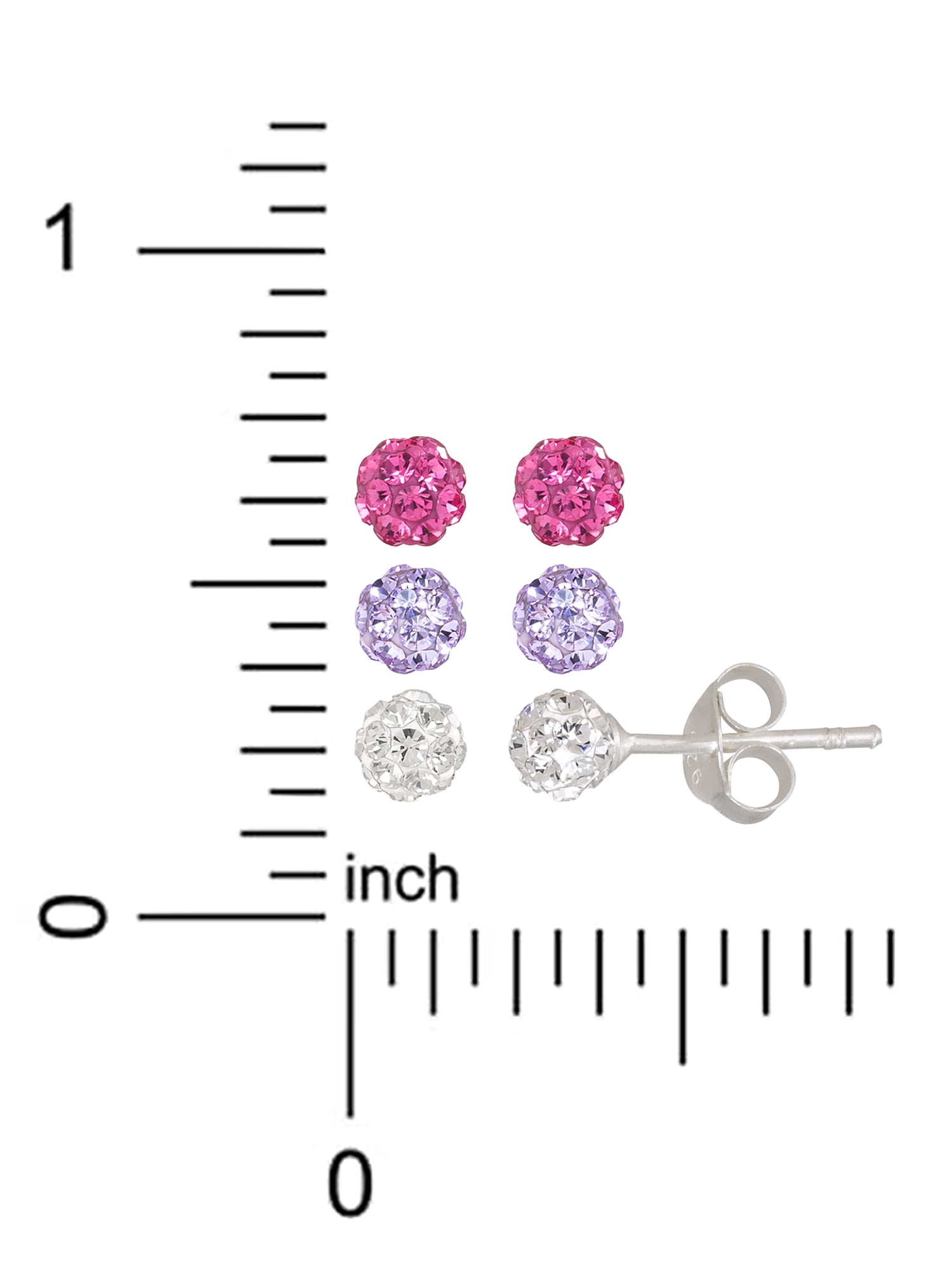 Brilliance Fine- Girl’s/Tween Sterling Silver Crystal Ball Stud Earring Set