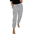 thumbnail image 2 of Fesfesfes Women Pant Leopard Print Legged Elastic Rope Pocket Decoration Casual Long Pants On Sale, 2 of 8