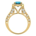 thumbnail image 4 of 2.7 ct Brilliant Round Cut VVS1 Turquoise 14k Yellow Solid Gold Halo Solitaire with Accents Wedding Bridal Anniversary Engagement Ring size 8, 4 of 7