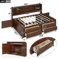thumbnail image 4 of Full Size Platform Bed, Modern Wooden Captain Bed Frame with Built-In Storage Shelves, 4 Drawers and 2 Cabinets, Storage Bed Frame for Bedroom, Antique Brown, 4 of 9